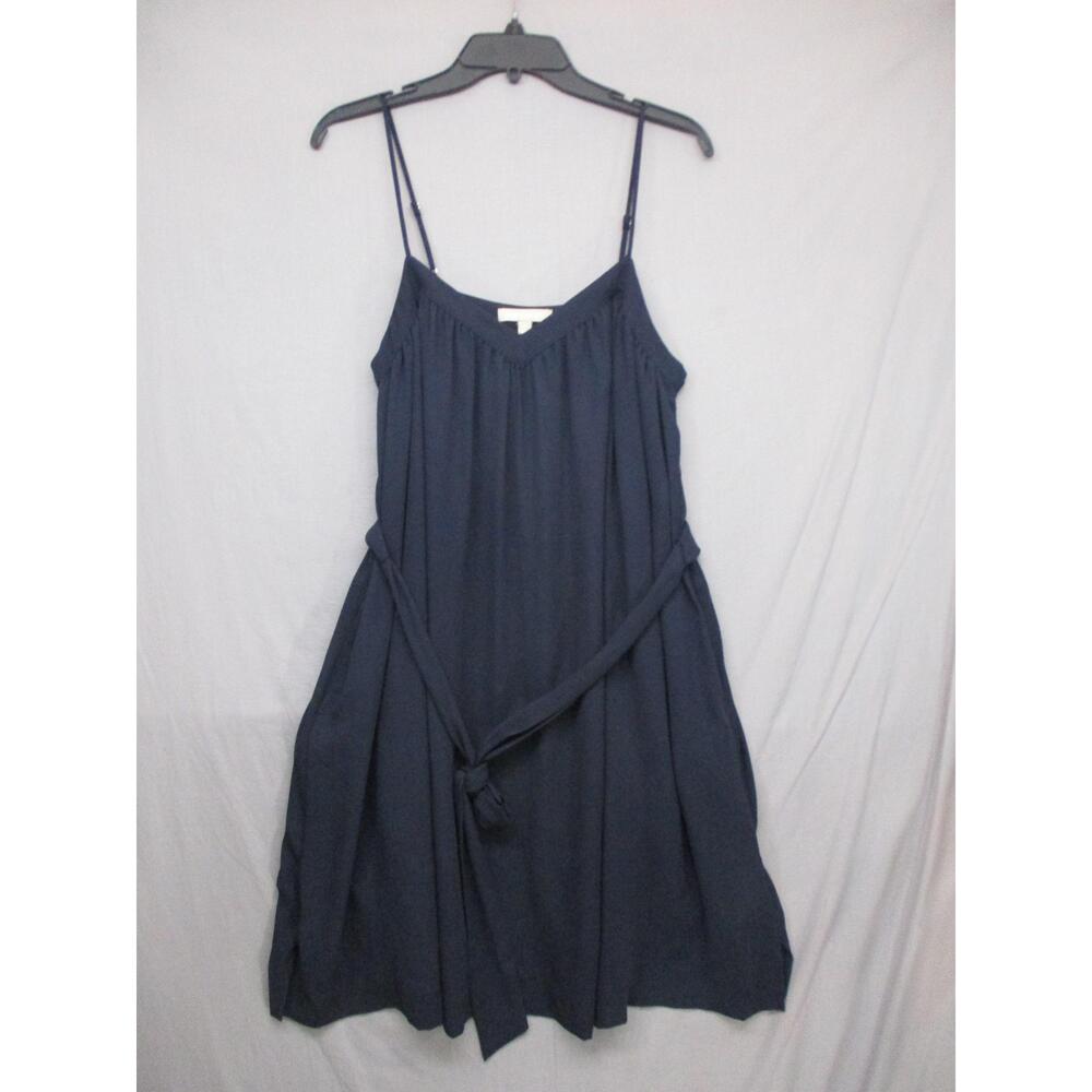 Banana Republic Navy Blue Belted V-Neck Spaghetti Strap Dress‎ Womens Size 10